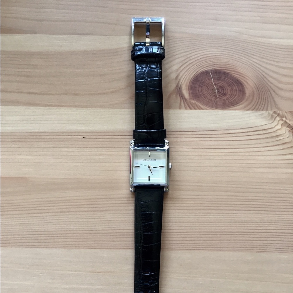 Michael Kors watch with black leather band
